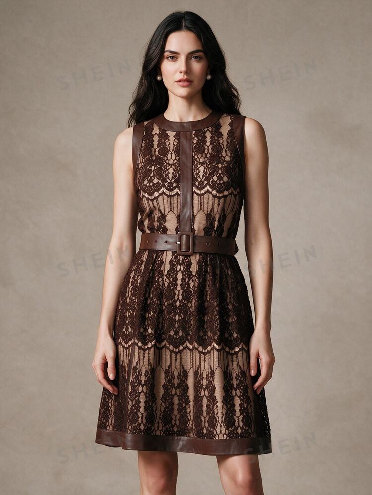 Toasty Leather Trim Dress