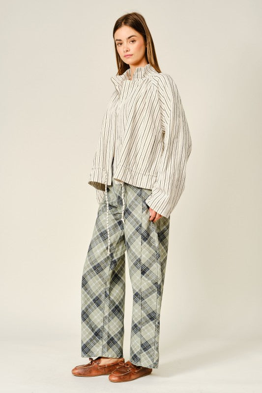 Evening Pinstripe Funnel Neck Jacket
