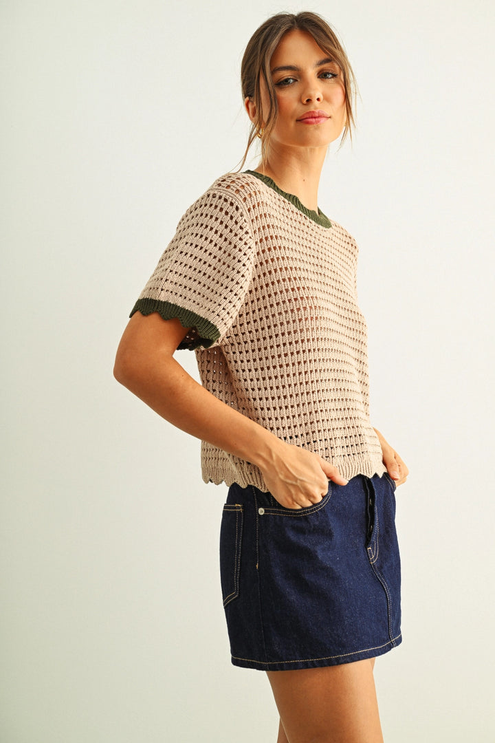 Zya Scallop Detail Knit Top