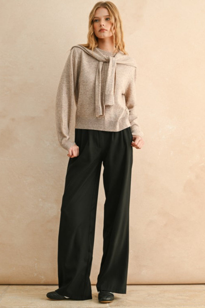 Maddie Round Neck Sweater With Shoulder Detail
