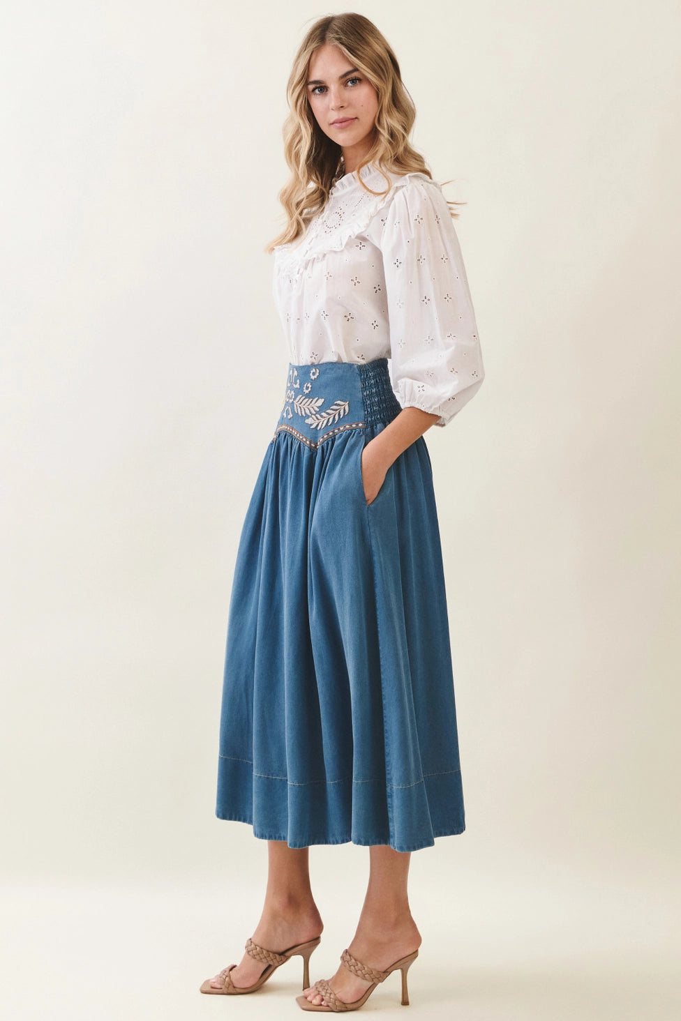 Season Calling Embroidered Skirt