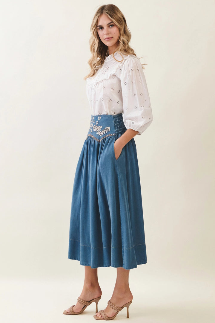 Season Calling Embroidered Skirt