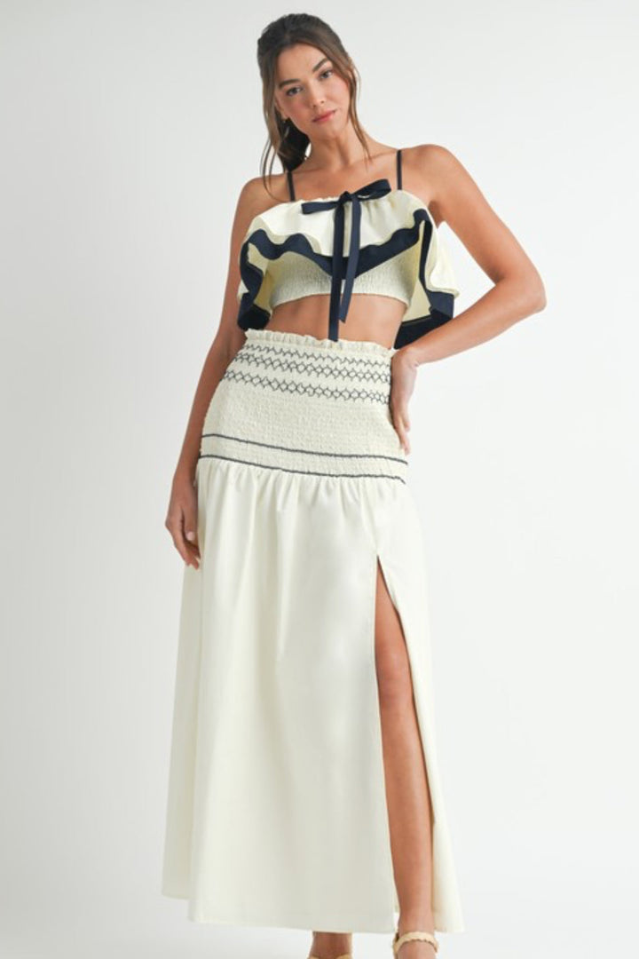 Ava Contrast Pleated Maxi Skirt