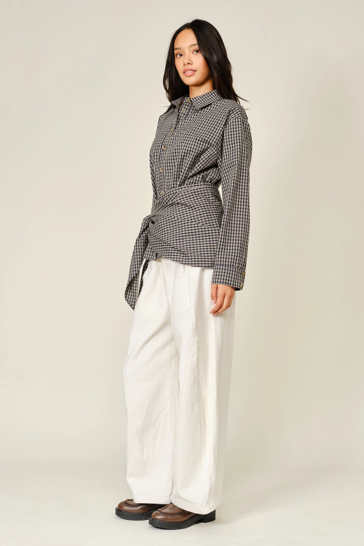 Oxford Plaid Scarf Detail Button Down