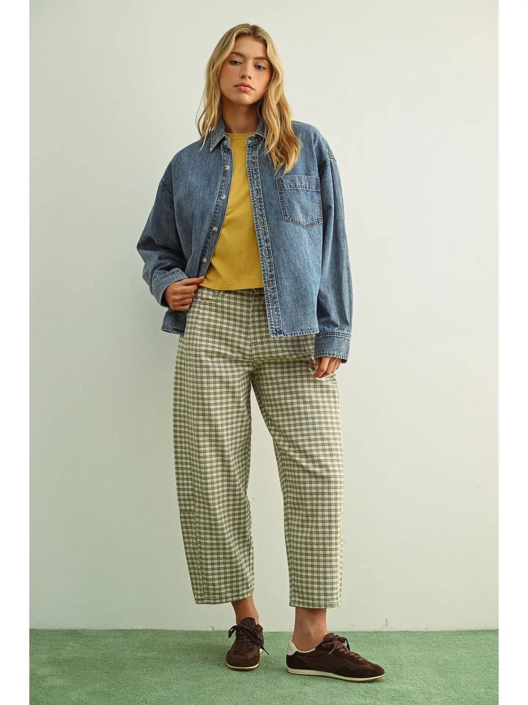 Val Mini Checker Barrel Jeans