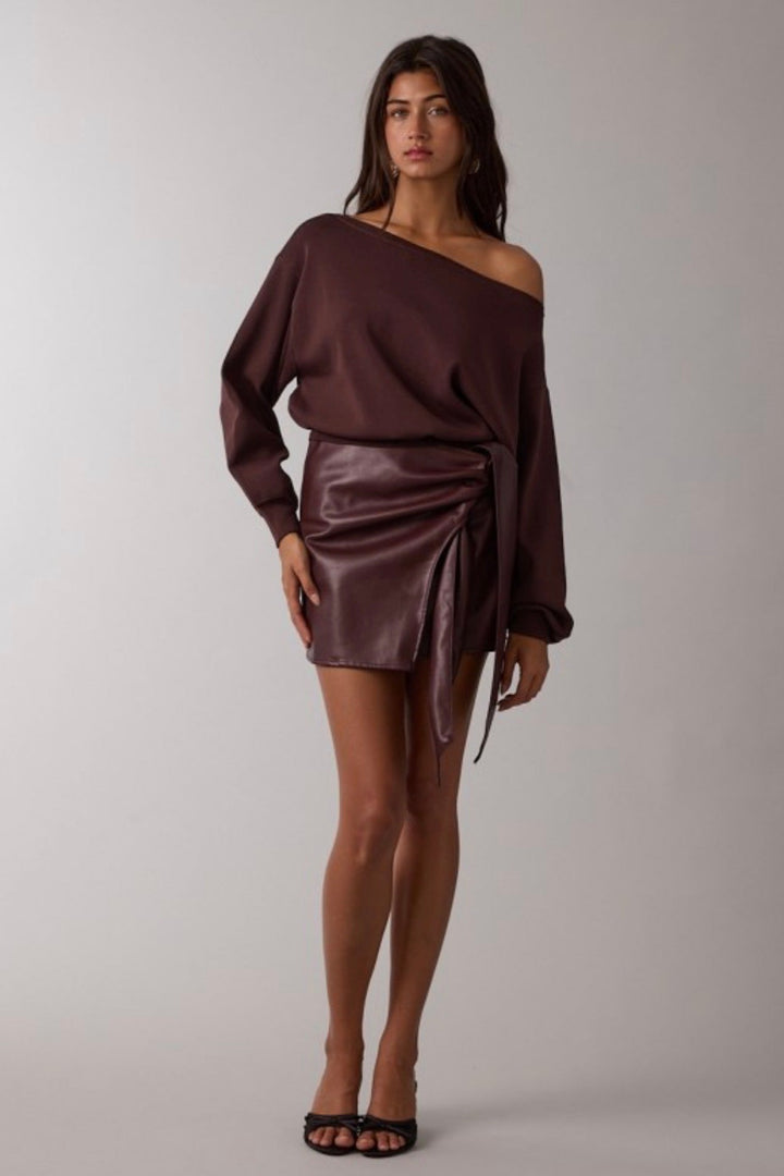 Tedy Faux Leather Wrap Skort