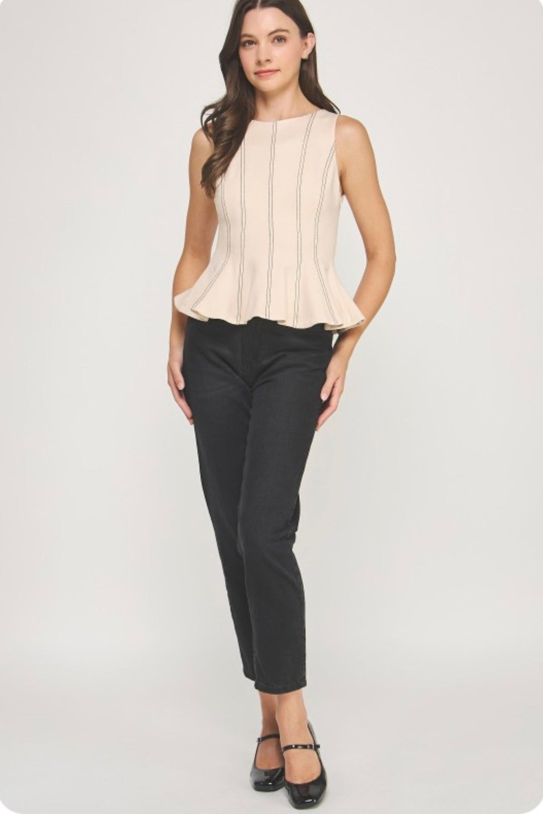 Top Stitch Peplum Top
