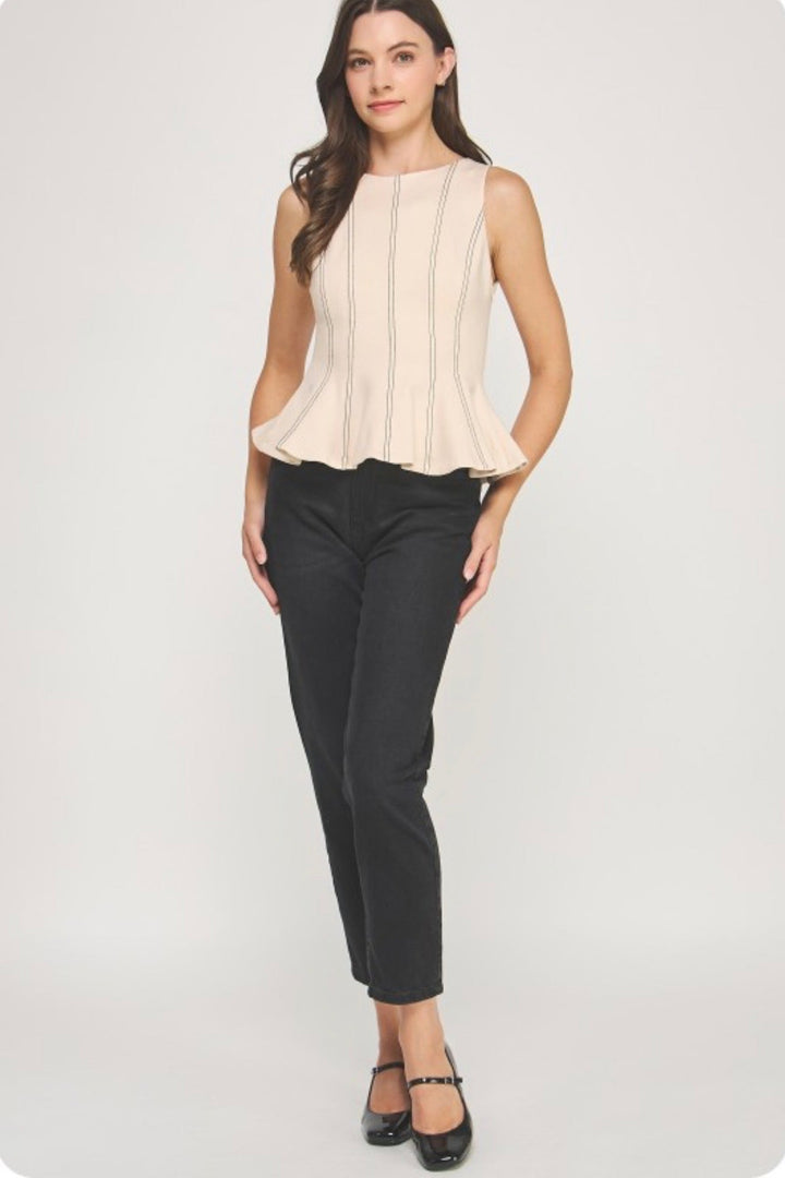 Top Stitch Peplum Top