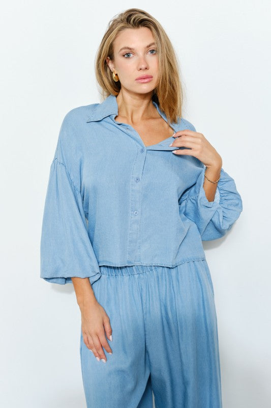 Sculpted Soft Denim Top