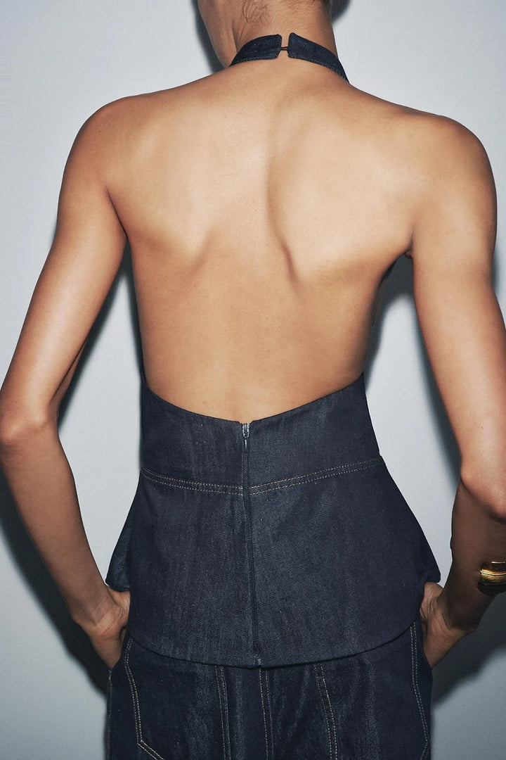 Modern Day Denim Halter Top
