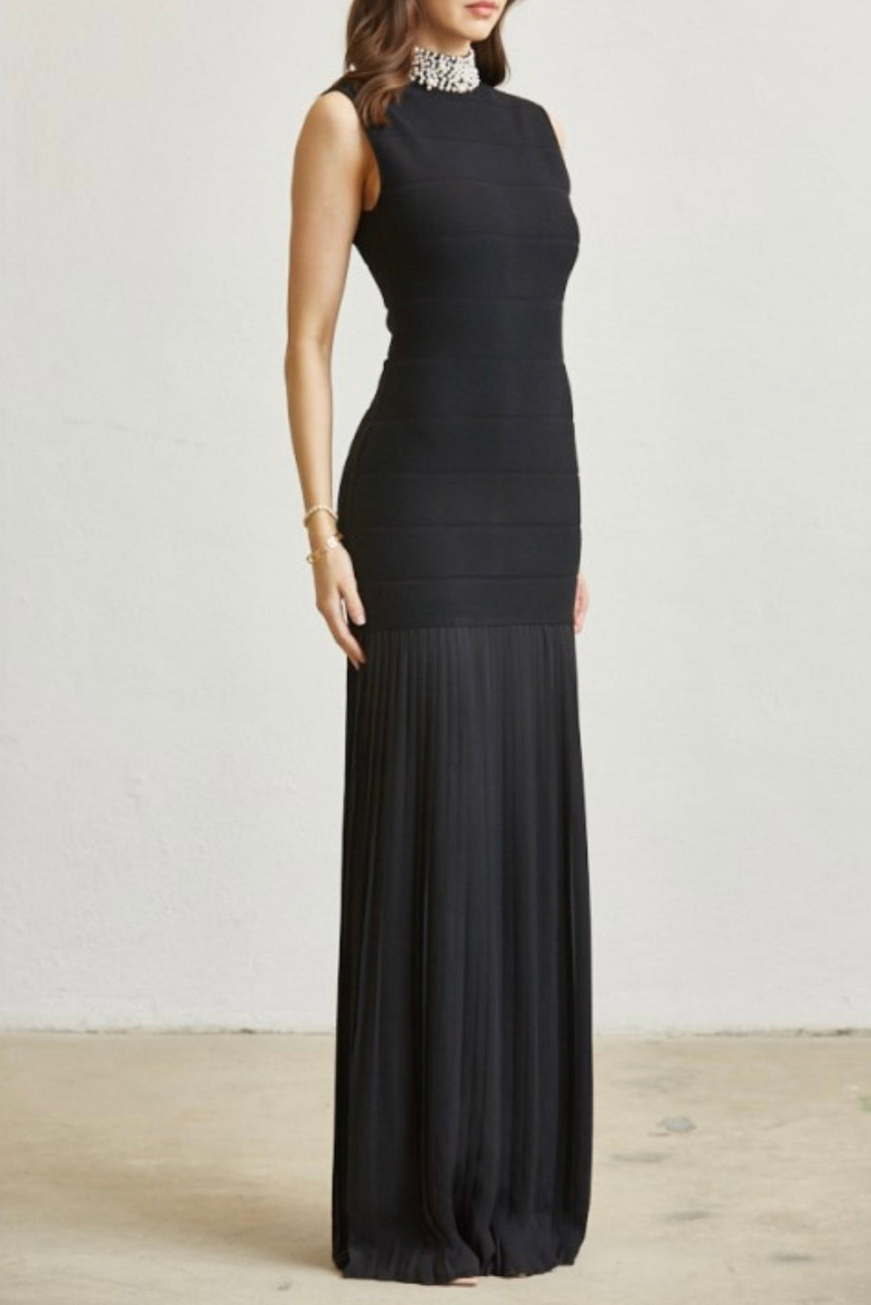 Pearl Collar Maxi Dress