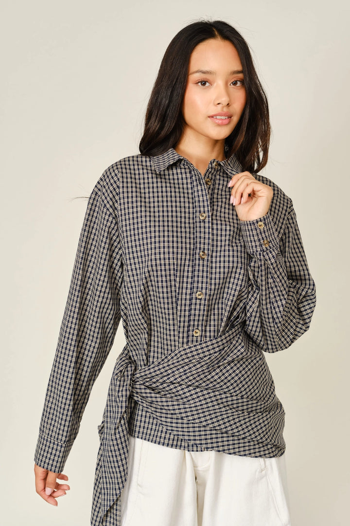 Oxford Plaid Scarf Detail Button Down
