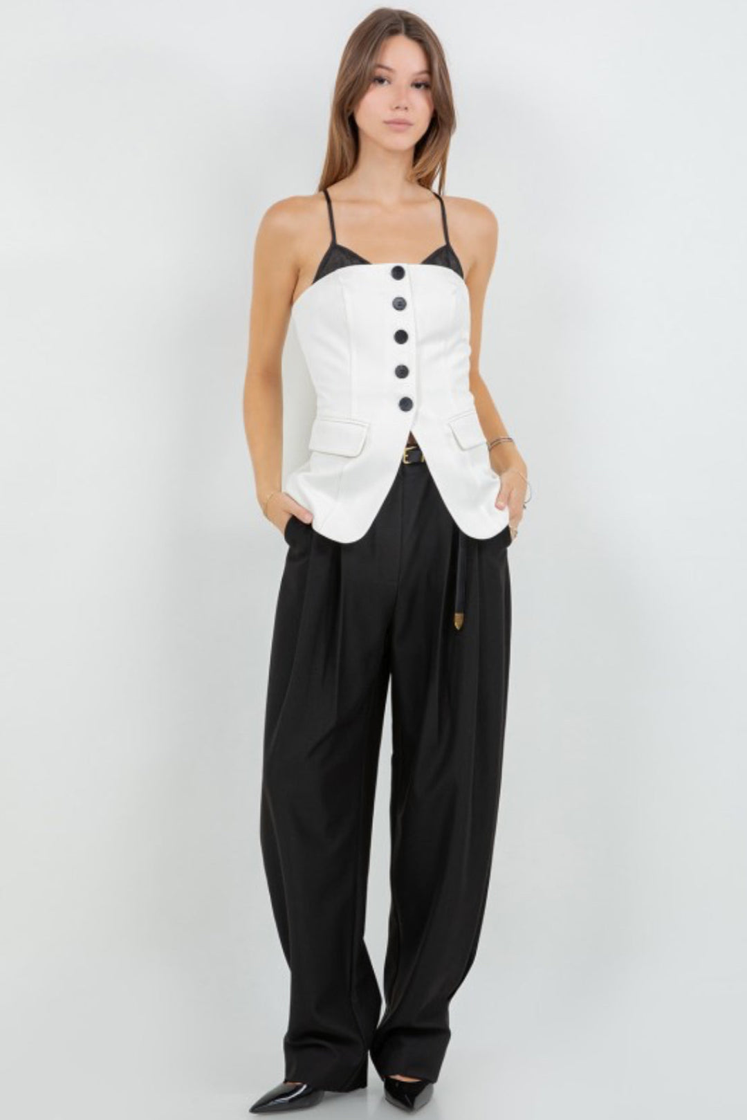 Zalea Button Down Vest Top