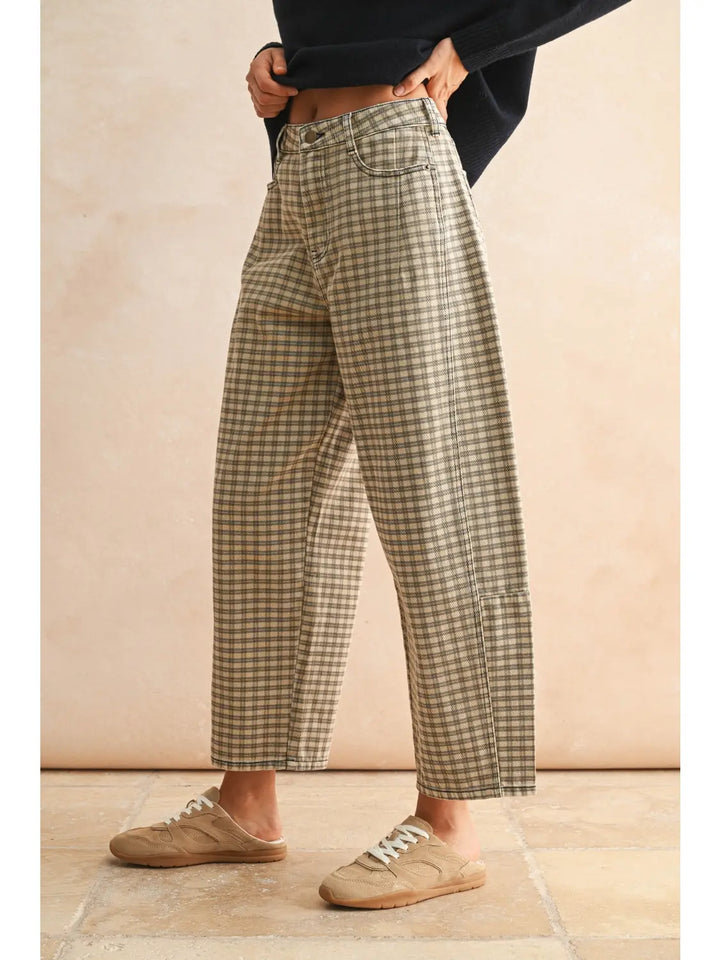 Val Mini Checker Barrel Jeans