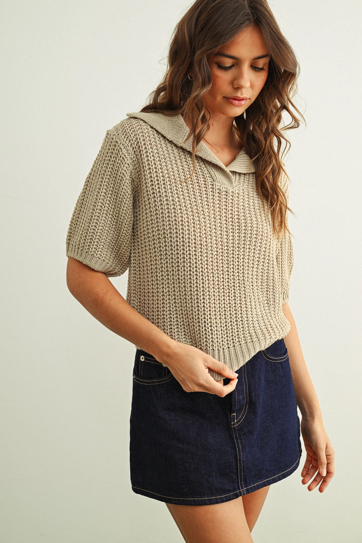 Nadine Collared Knitted Top