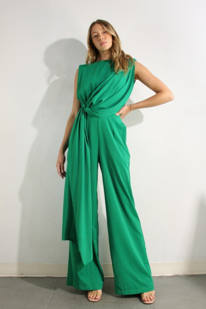 Collecting Compliments Drape Shoulder Jumpsuit