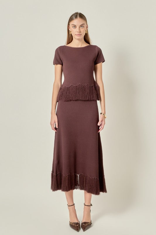 Neva Fringe Midi Skirt