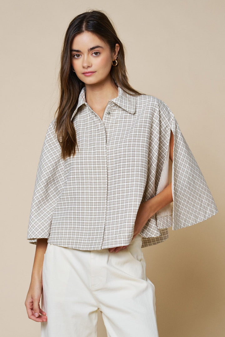 James Collared Poncho Top