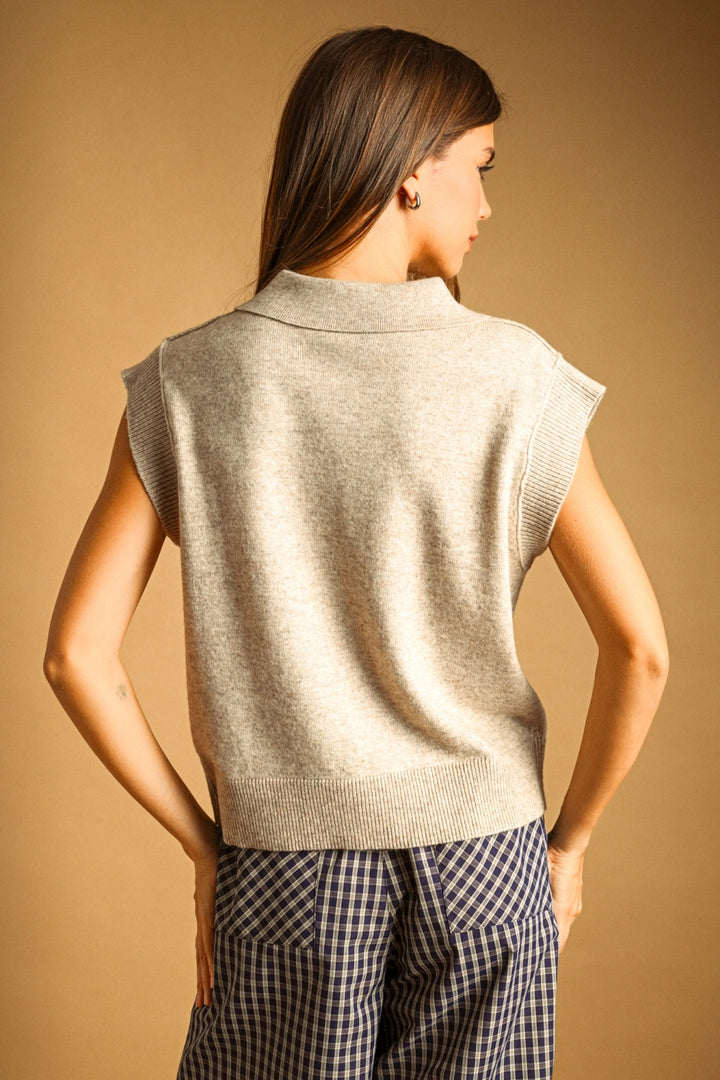 Rowan Sleeveless Collared Polo Top
