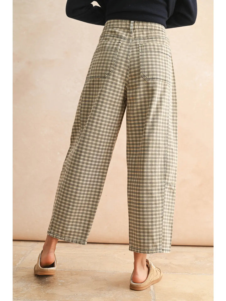 Val Mini Checker Barrel Jeans