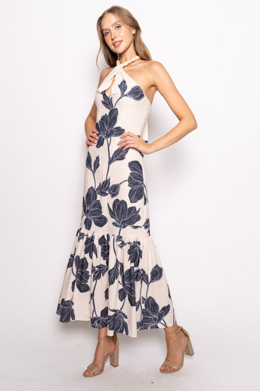 Montez Bead Halter Maxi Dress