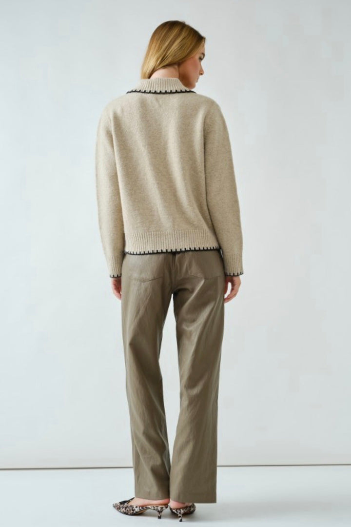 Stay Elite Contrast Stitching Sweater Cardigan