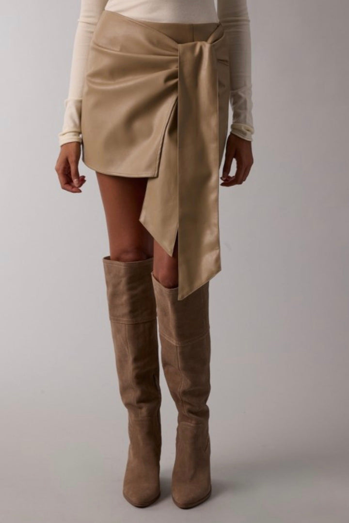 Tedy Faux Leather Wrap Skort