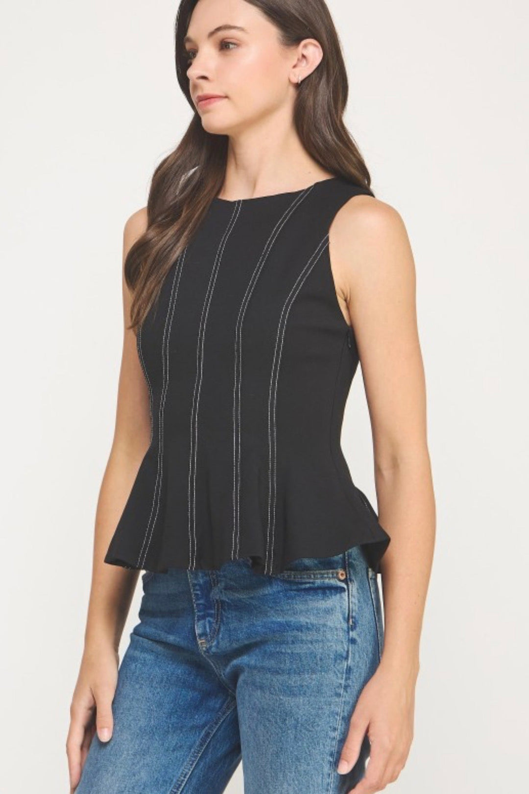 Top Stitch Peplum Top