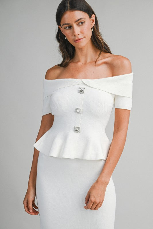 Caught Feelings Knit Peplum Top