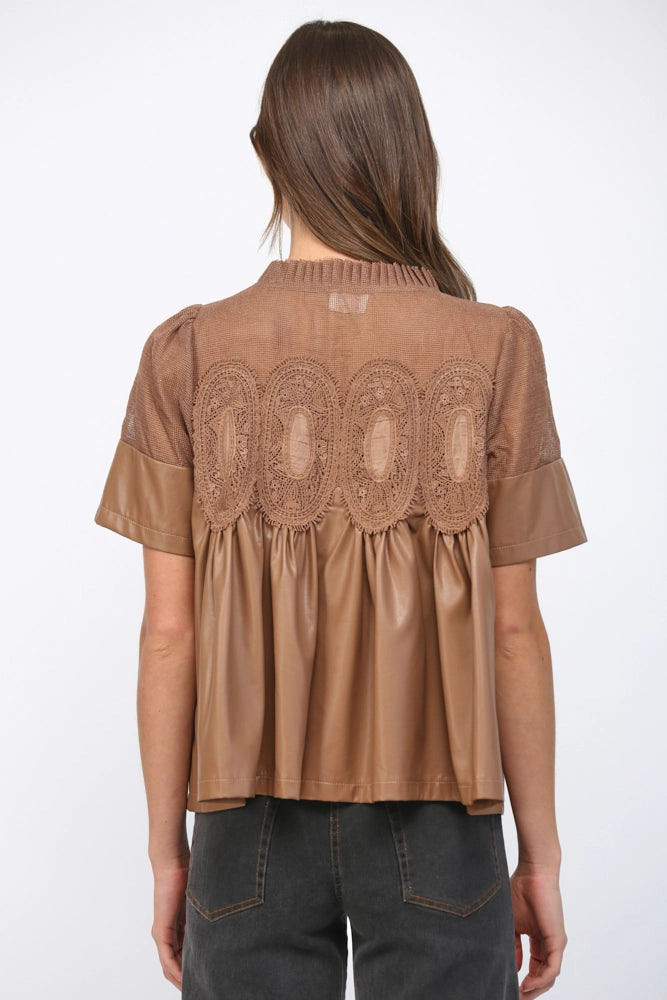 Lace Overlay Babydoll Top