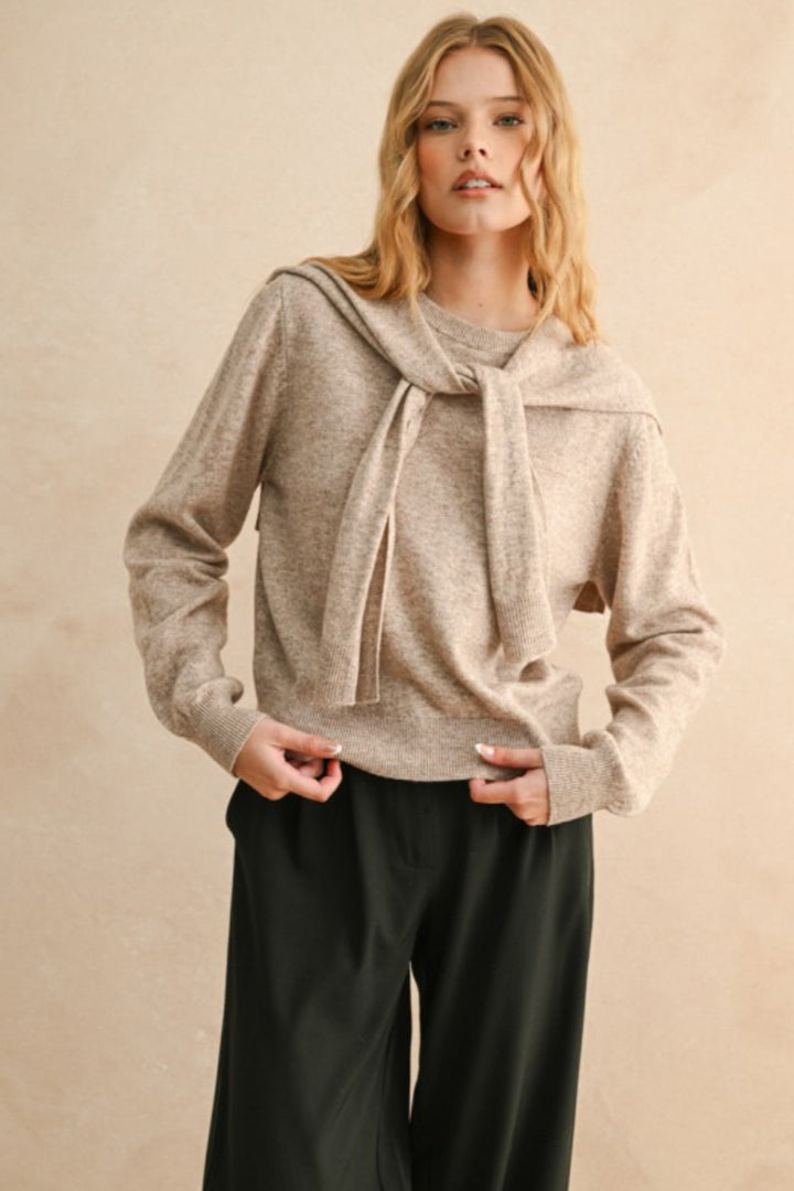 Maddie Round Neck Sweater With Shoulder Detail