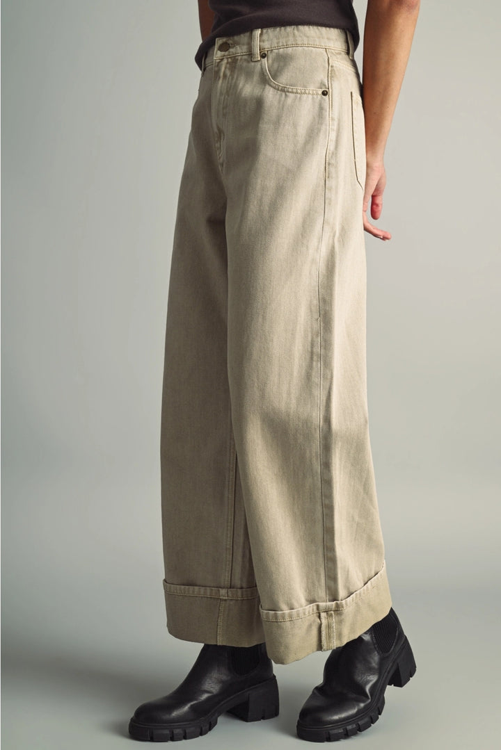 Vintage Washed Cuffed Denim Jeans