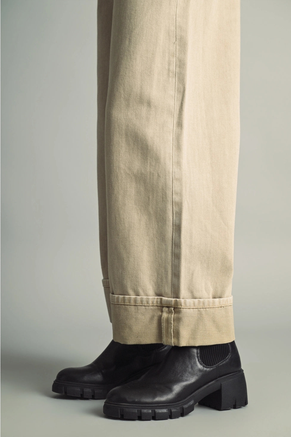 Vintage Washed Cuffed Denim Jeans