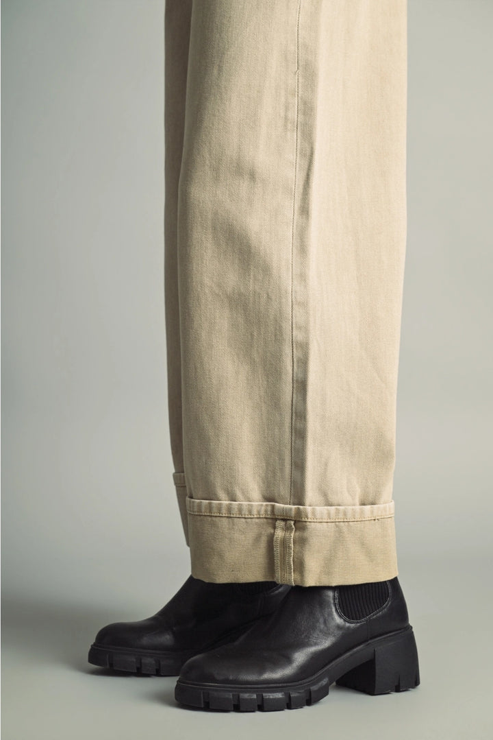 Vintage Washed Cuffed Denim Jeans