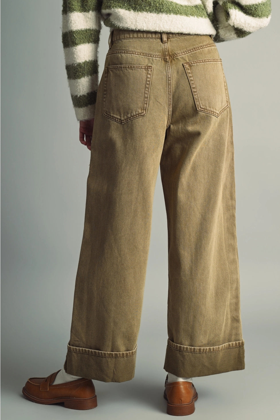 Vintage Washed Cuffed Denim Jeans