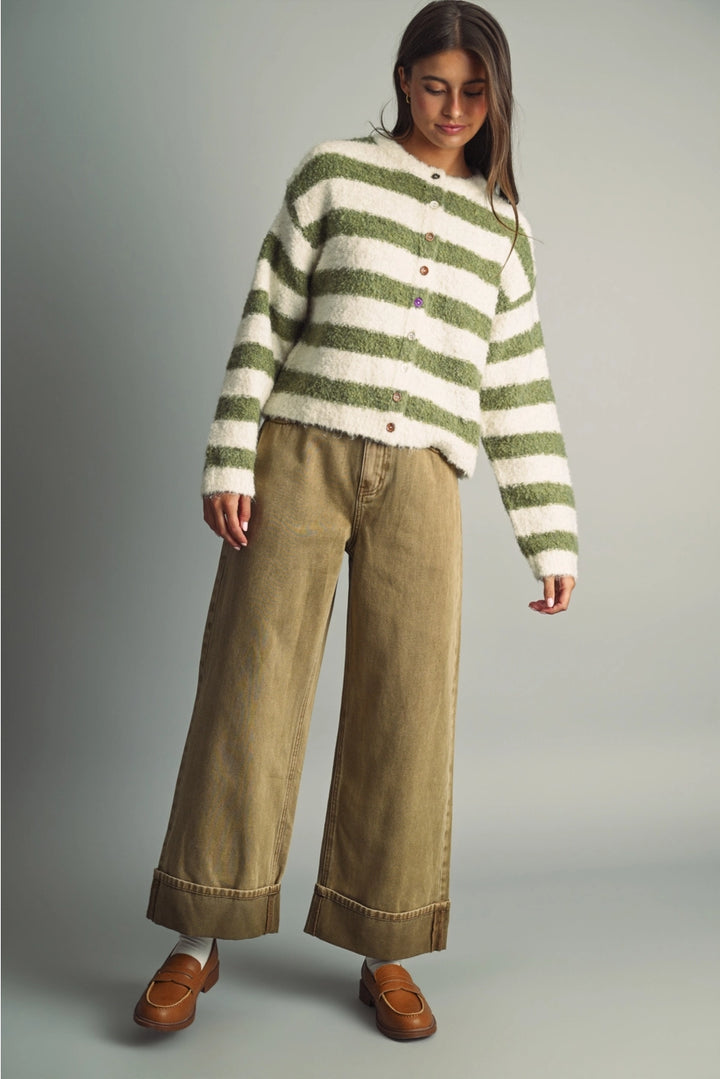Vintage Washed Cuffed Denim Jeans