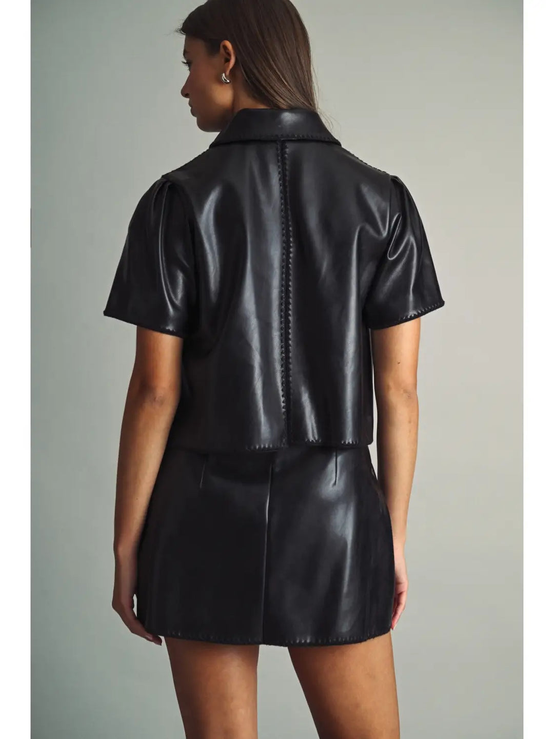 Elle Faux Leather Short Sleeve Jacket