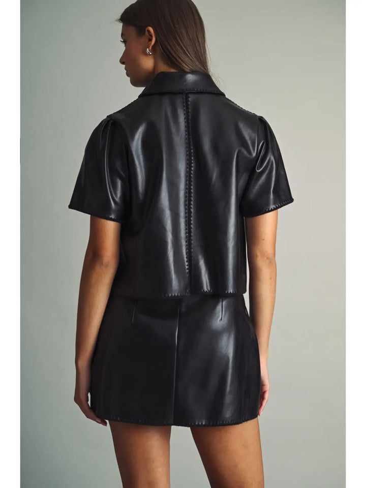 Elle Faux Leather Short Sleeve Jacket