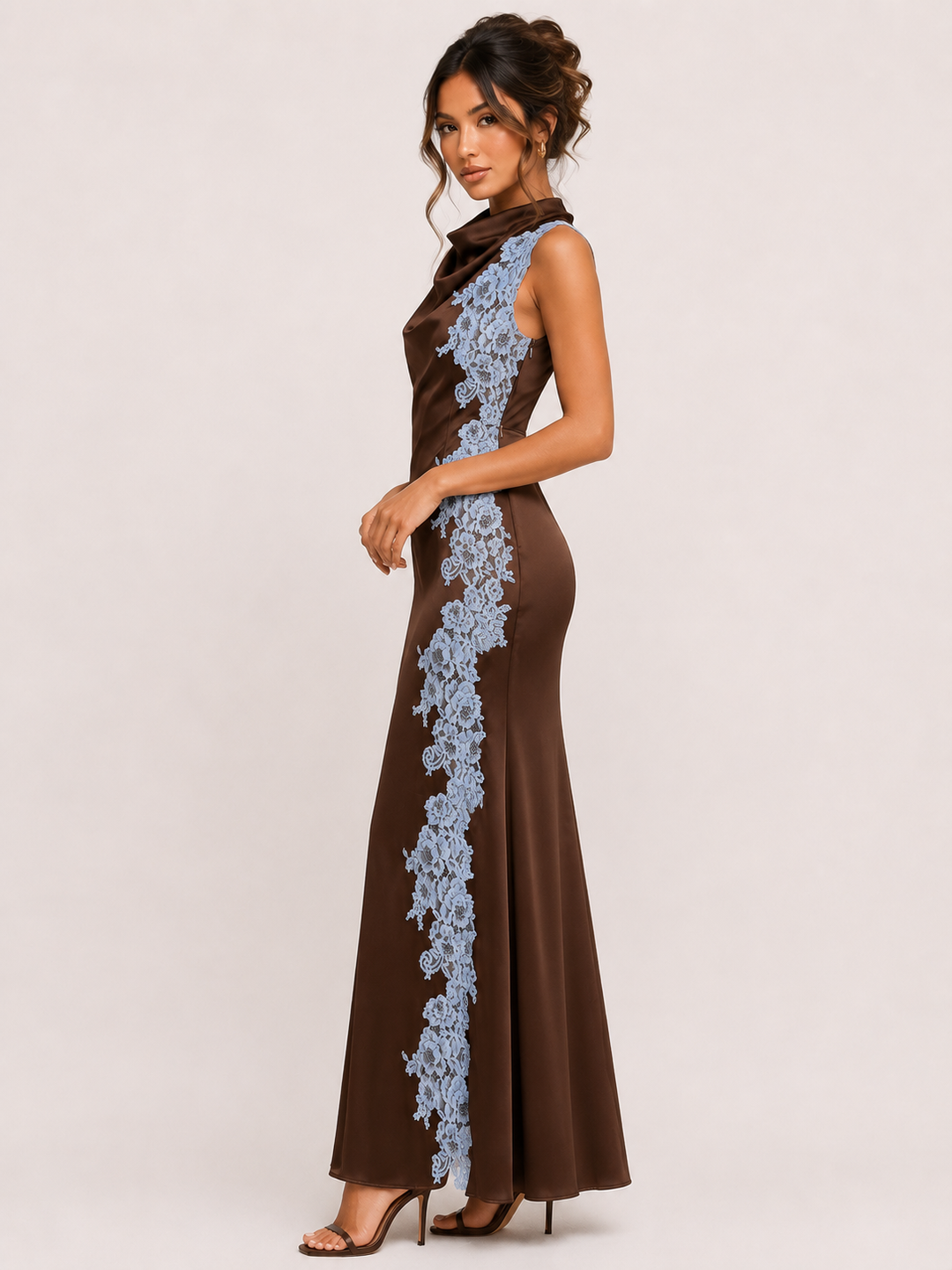 Soho Cowl Neck Side Lace Dress