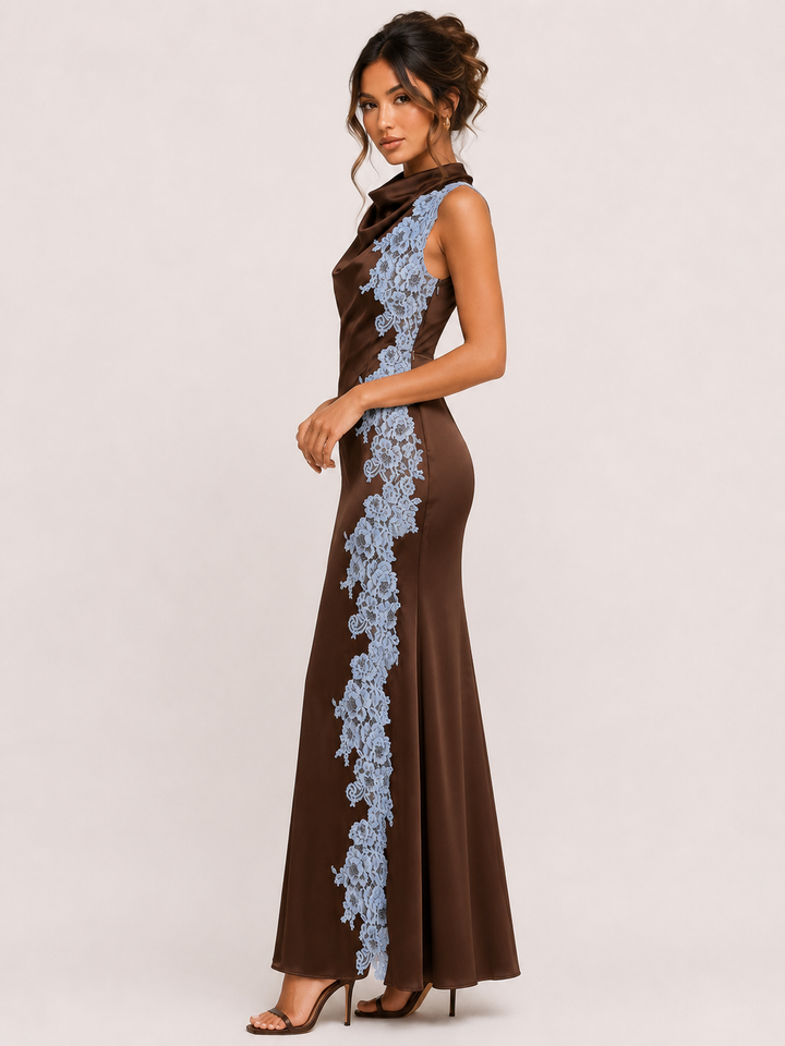 Soho Cowl Neck Side Lace Dress