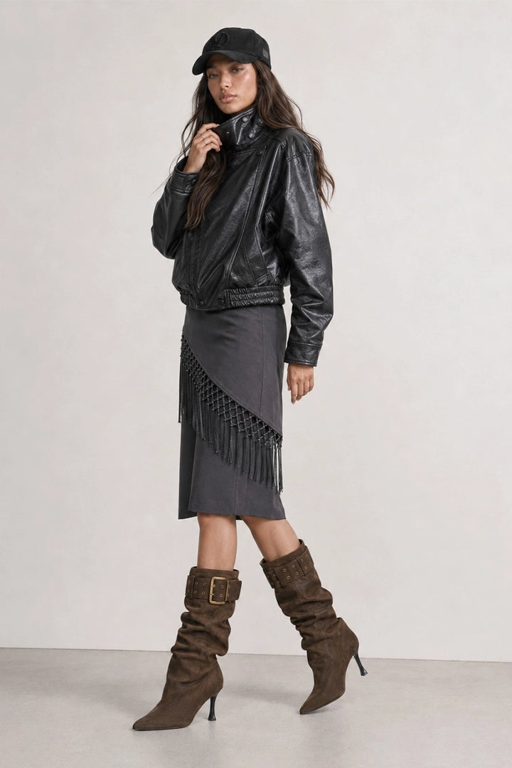 Edgy Fringe Scarf Bermuda Shorts