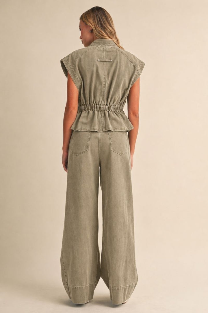 Trev High Collar Denim Top