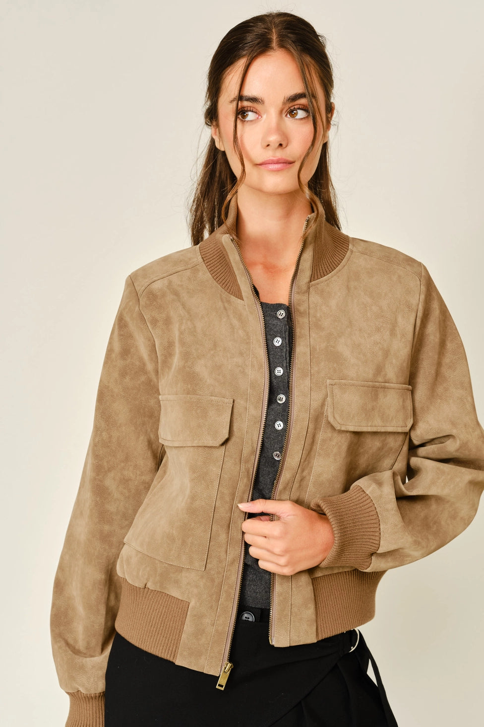 Annie Vegan Leather Bomber Jacket