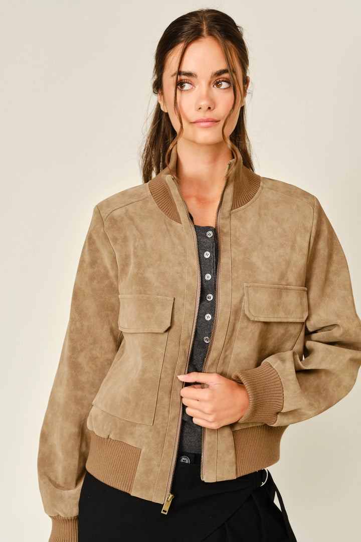 Annie Vegan Leather Bomber Jacket