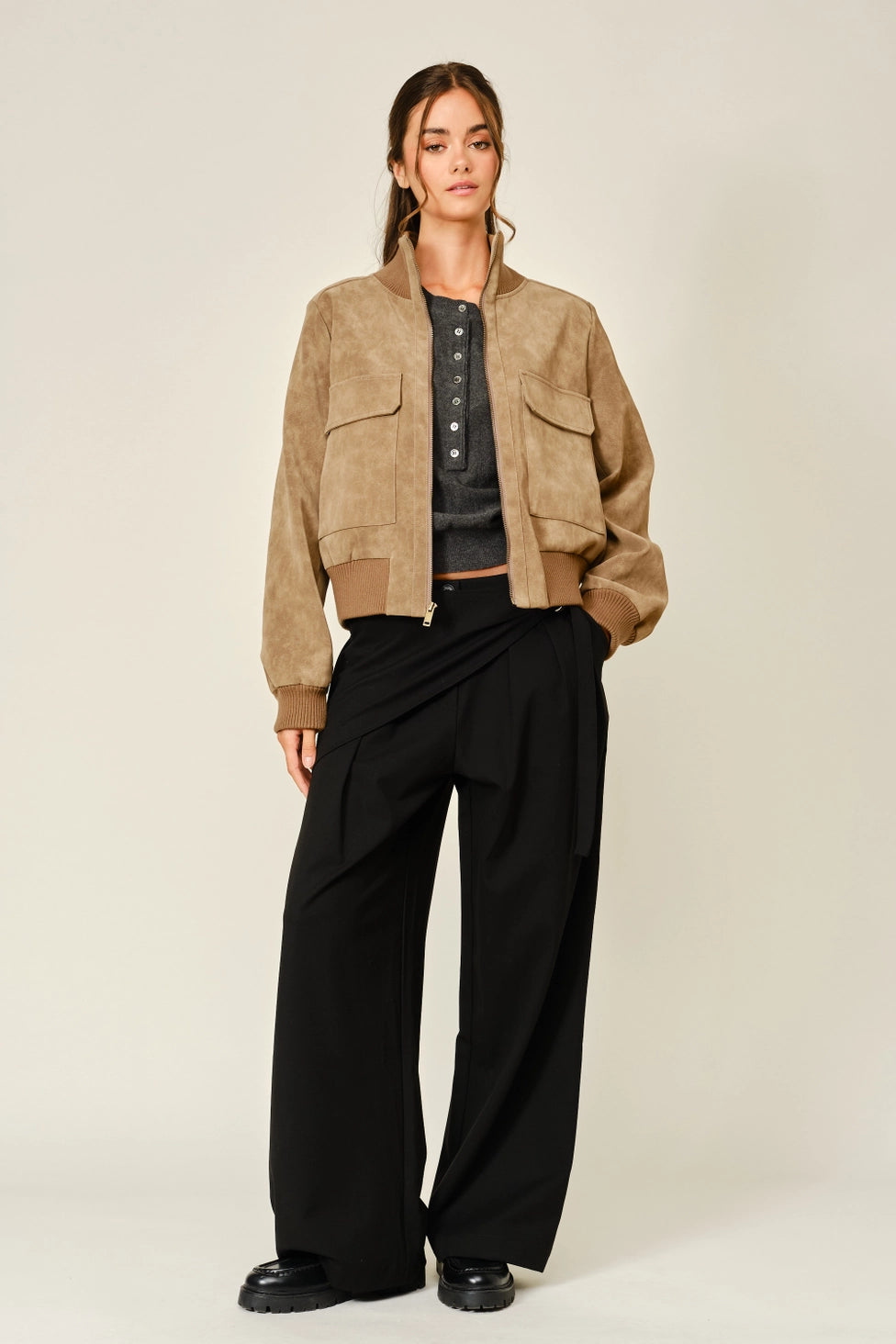 Annie Vegan Leather Bomber Jacket