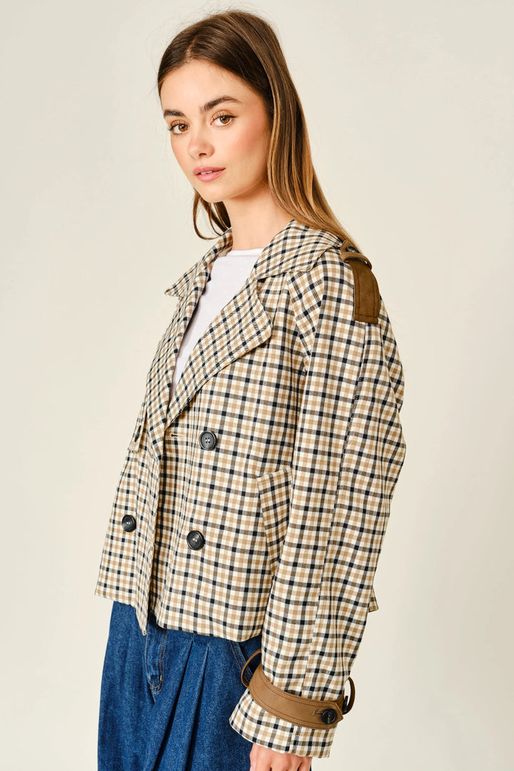 Rugged Oxford Plaid Short Trench