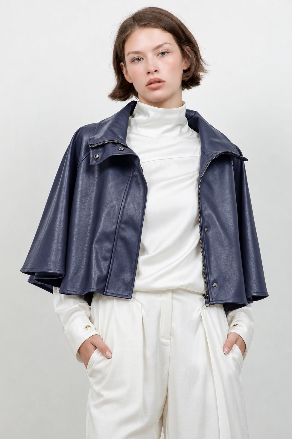 Larrah Faux Leather Cape Top