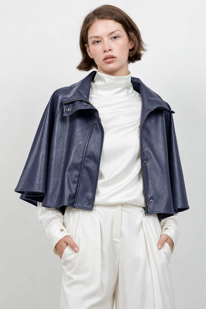 Larrah Faux Leather Cape Top
