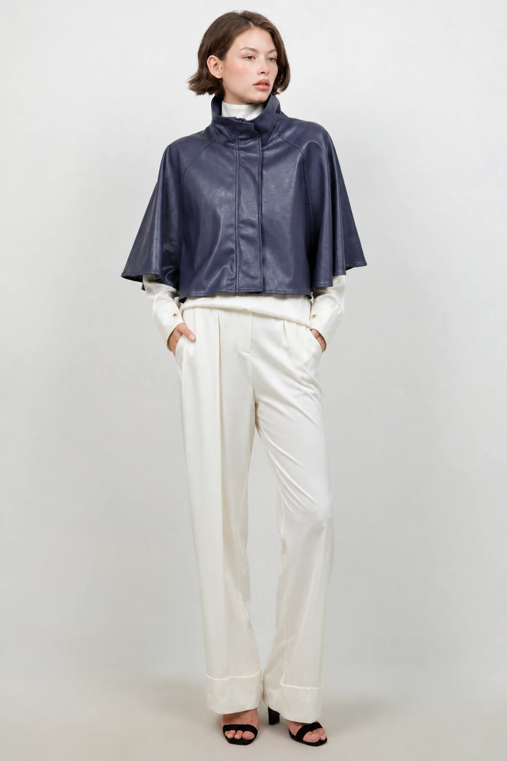 Larrah Faux Leather Cape Top