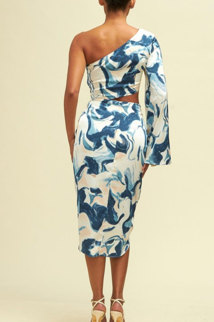 Tidal Wave One Shoulder Dress